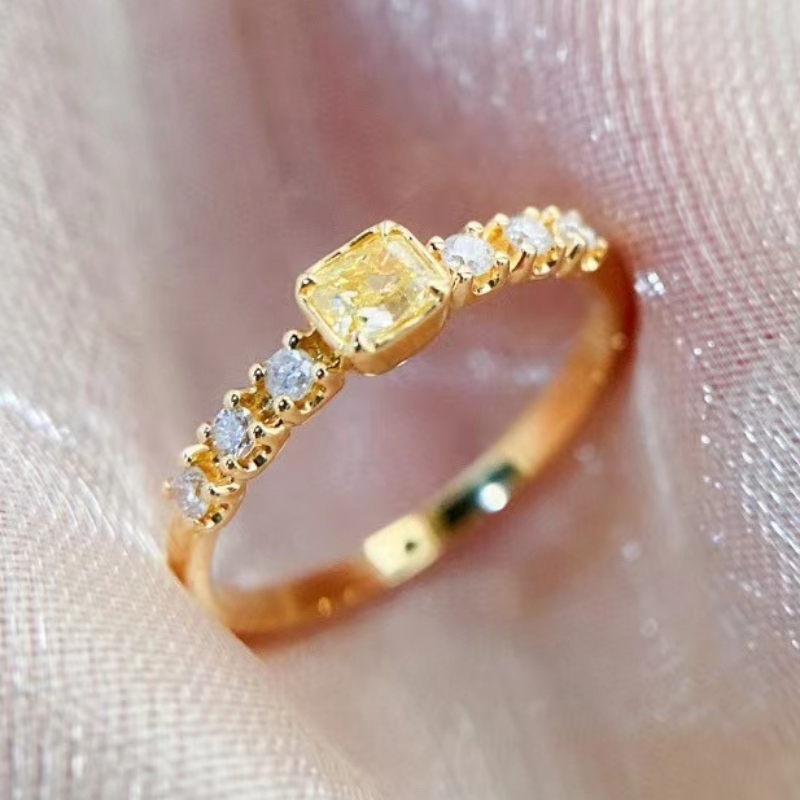 Mode-sieraden Fabrikant 18K/14K/10K/9K Goud enkele gele diamant steen vrouwen gouden ringen ontwerpen